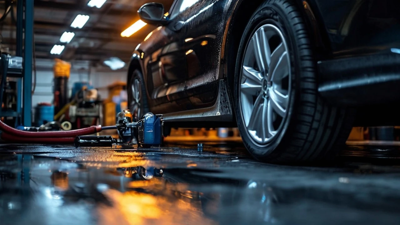 Mantenimiento básico del vehículo - imagen ilustrativa de un auto en un garage o taller listo para una revisión