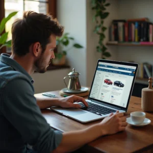 Imagen de una persona buscando en un Marketplace digital autos usados - Cuidados al Comprar un Automóvil Usado