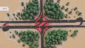 Imagen ilustrativa de un cruce RCUT donde se ve claramente una representación del funcionamiento y las ventajas de los cruces RCUT.