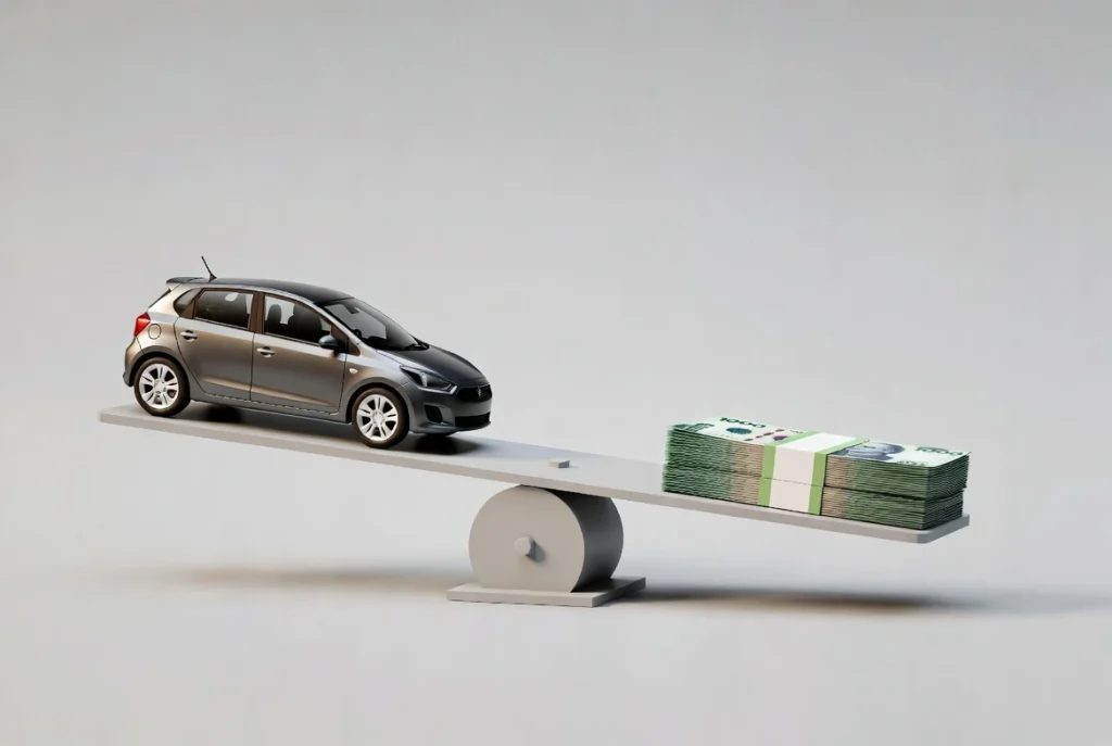 creditos-banco-nacion-autos-tasa-fija-38-03 Gráfico conceptual de una balanza mostrando los requisitos de ingresos para los créditos Banco Nación para autos.