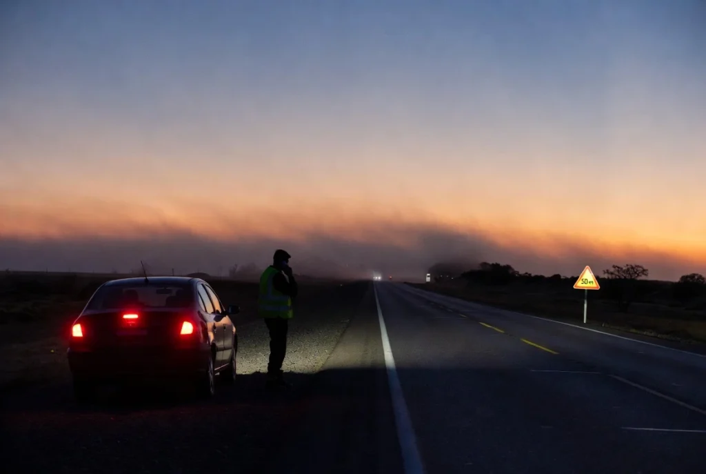 Aplicación correcta del protocolo PAS (Proteger, Avisar, Socorrer) en un incidente vial en ruta.