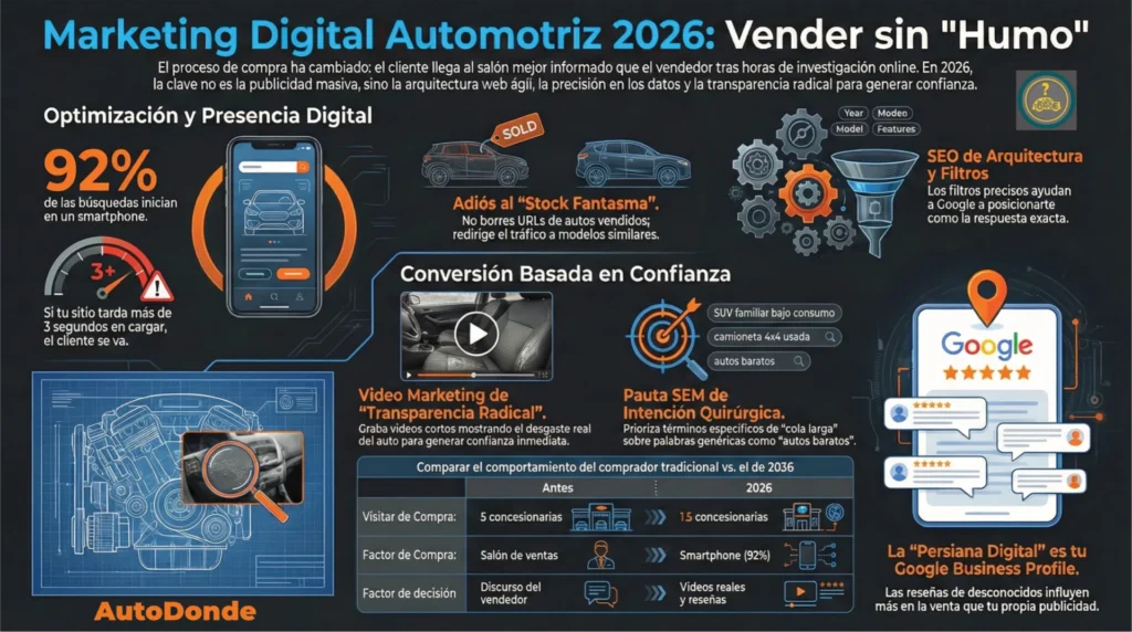 Infografía sobre marketing digital automotriz 2026
