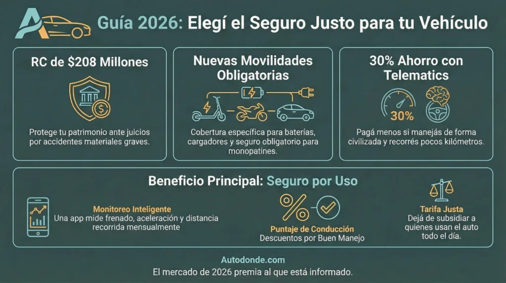Seguros-2026-auto-moto Infografía sobre el artículo de pólizas de seguros 2026 para la movilidad