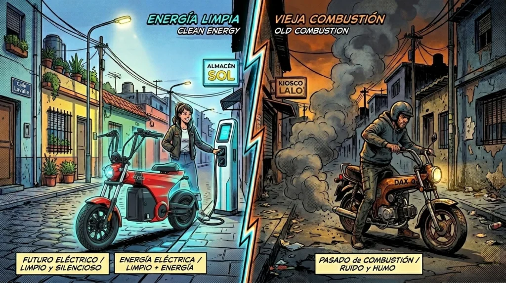 Comparación ilustrada entre la Honda Dax eléctrica y las réplicas chinas a combustión.