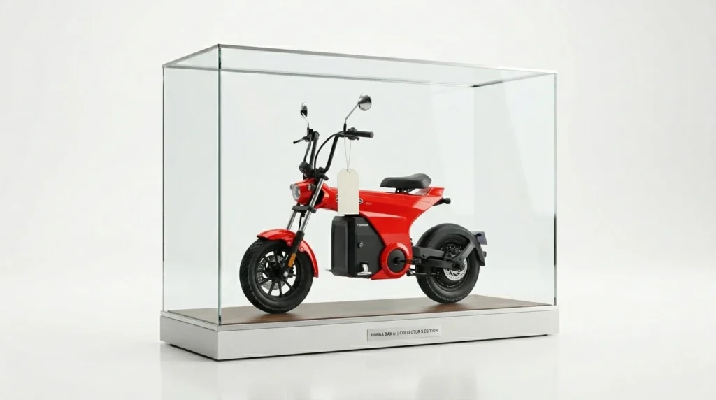 Concepto del valor premium de la Honda Dax eléctrica como vehículo exclusivo en Argentina.