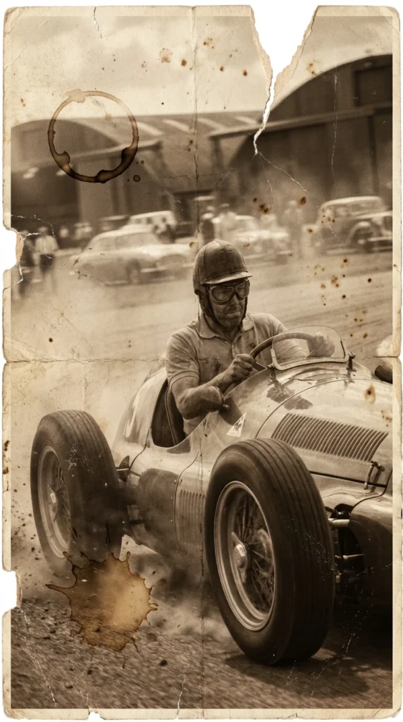 Monoplaza clásico Alfa Romeo compitiendo en el origen de la Fórmula 1 durante la década de 1950.  - Historia de la Fórmula 1 -