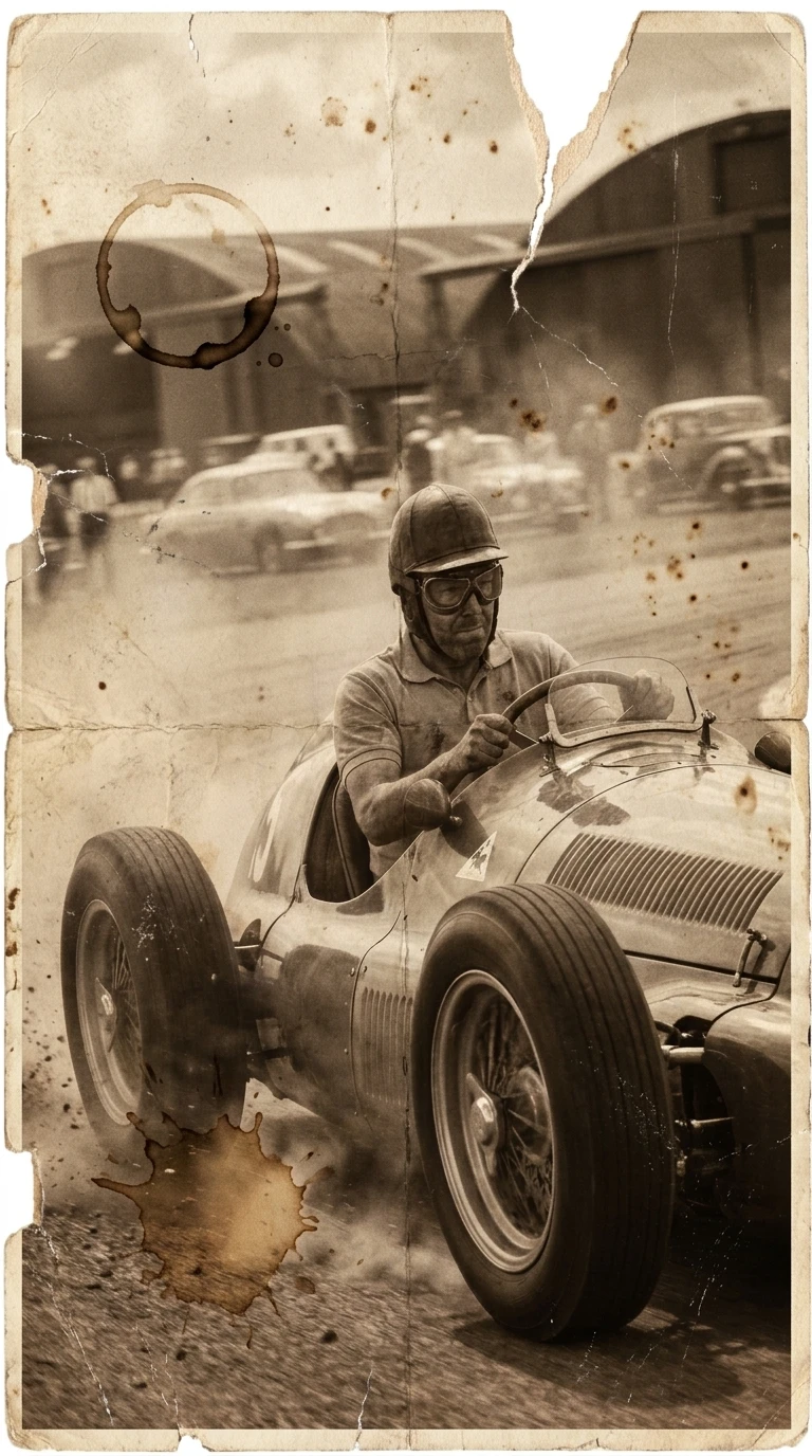 Monoplaza clásico Alfa Romeo compitiendo en el origen de la Fórmula 1 durante la década de 1950. - Historia de la Fórmula 1 -