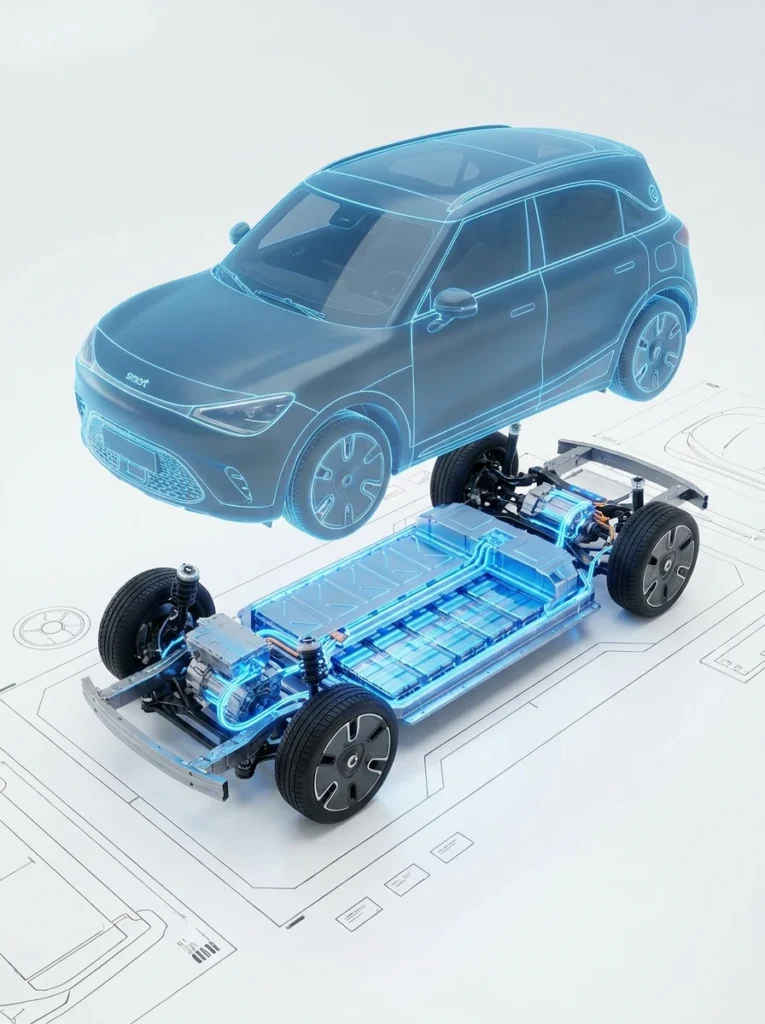 Electric_SUV_chassis_platform_re…_smart-vuelve-a-argentina Plataforma eléctrica SEA y batería de alto voltaje del nuevo Smart.
